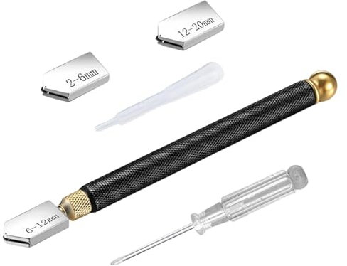 ANBOO Coupe-verre de 2 à 20 mm avec 3 têtes de coupe interchangeables en carbure et poignée ergonomique – Coupe-verre pour verre épais, verre, carrelage, miroir, mosaïque