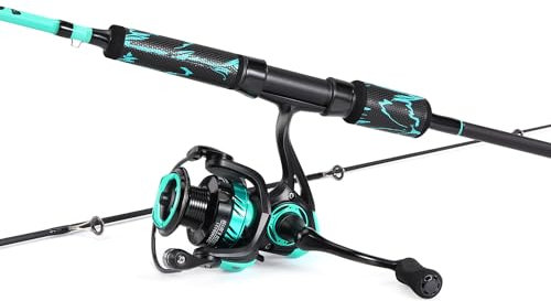 One Bass Spinnruten-Kombination, 11+1BB Spinnrolle, IM6 Graphit, 2 Stück, blank, Angelrute mit SuperPolymer-Griff- 1,98M