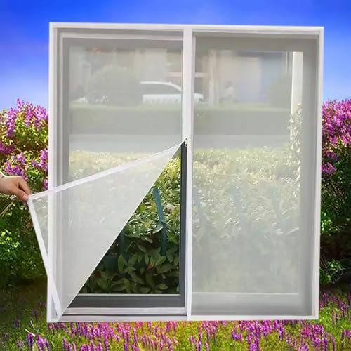 Fliegengitter für Fenster, 105 x 140 cm, Fiberglas-Fenstergitter, abnehmbares Fensternetz, für die meisten Fenster