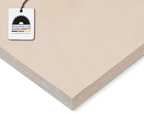 HausFux Multiplex-Platte nach Maß - 1,5 cm starkes Birken-Sperrholz, hohe Stabilität, kreuzweise verleimt - Handwerker-Qualität - Maßanfertigung (Natur, 60 x 50 cm)