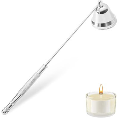 Bieiyhe Kerzenlöscher Edelstahl,Kerzen Löschglocke,Kerzenloescher Mit Langem Griff,Kerzen Löschen Ohne Rauch,Kerzenlöscher Vintage Silber,Kerzen Dochtlöscher Candle Extinguisher,Kerzen Ausmachen