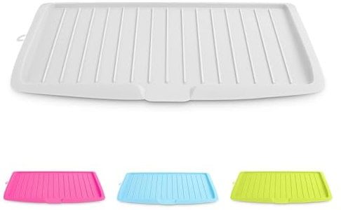 CROWNSHOP Drip Tray Plastic Worktop Dish Drainer Large Kitchen Sink Drying Rack Holder Dish Drying Mat Draining Board Mat Draining Tray Multi-Purpose Non-Slip Kitchen Heat Resistant Mat (White)