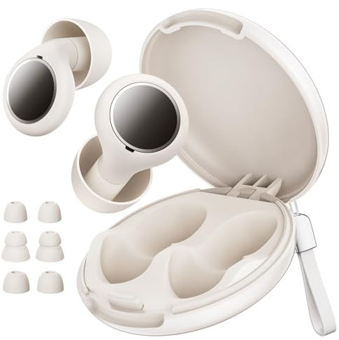 PKBD Noise-Cancelling Silikon-Ohrstöpsel | Hi-Fi Gehörschutz 18dB/33dB einstellbar für Konzerte, Schlaf, Arbeit & Reisen | 3 Größen (S-L), wiederverwendbar + Etui | Weiß