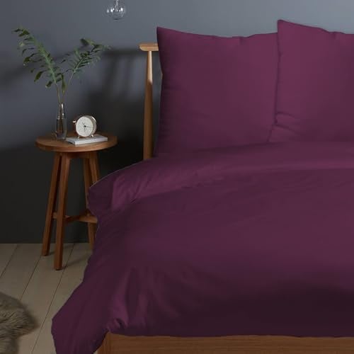 Pizuna Bettwäsche 200x220 + 80x80 Baumwolle Beerenpflaume 400 Fadenzahl | 3-Teilig 100% Langstaple Baumwolle Bettbezug und Kissenbezug, Mako Satin Bettwäscheset 200x220 + 80x80