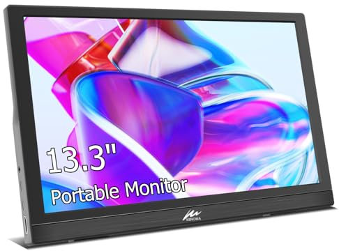 Kenowa 13.3 Zoll USB-C Tragbarer Monitor FHD 1366 * 768 Bildschirm LCD Externe Monitor mit Type-C/HDMI USB Kopfhörerbuchse für PS3 PS4 Mac Raspberry Pi B Computer Laptop