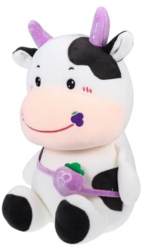 Sosoport 1 Stück Jahr des Ochsen Plüschtier Plüsch-kuhpuppenspielzeug Obst-Kuh-Ornament Stofftierpuppe Kissen in Kuhform Ochsenjahr Maskottchen Heimdekoration Violett Stretchstoffe
