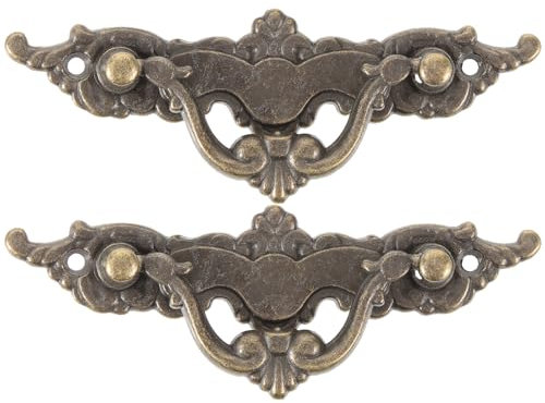 DIYEAH 2Stücke Vintage Metall Schrankgriffe Dekorative Schubladengriffe Für Kommoden Und Schränke Grünlich Goldem Finish Für Möbel Upcycling