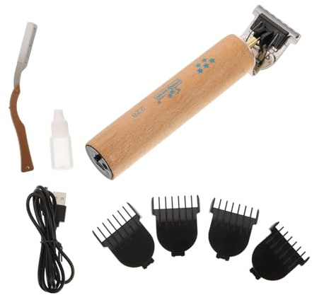 SAFIGLE Elektrischer Haarschneider Haarschneideset Profi Haarschneidemaschine Friseur Haarschneidegerät Präzise Schnittlänge Salon Trimmer Kabellos mit Holzgriff für Herren