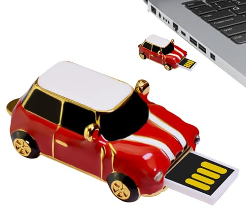 Qkbuza Unidades Flash USB | Flash de Memoria clásico Vintage en Forma de Coche - 4 GB Seguro portátil clásico diseño de Coche Creativo Retro Disco de Almacenamiento móvil para TV, computadora, Juegos