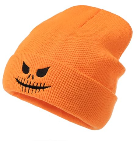 YAMEIZE Stilvolle Halloween Beanie Strickmützen für - Damen Herren Slouchy Hut Winter Gothic Party Im Freien