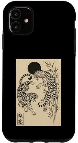 Japanese Tigers Vintage Sumi-e Edo Period Ink Art Ukiyo-e Case for iPhone 11