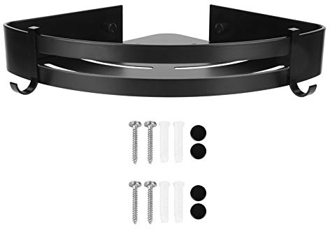 EOJDDPA Étagère d'angle Murale, Support de Rangement, Organisateur de Douche en Aluminium, Gain d'espace de Salle de Bains, Noir 22.5x22.5cm