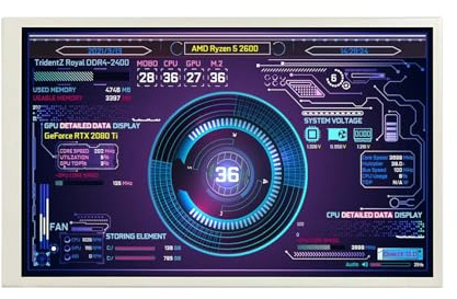 VSDISPLAY Monitor LCD da 10,1 pollici 1280 x 800 per computer con display LCD per PC con editor tematico fai da te immagine dinamica immagine carta da parati monitoraggio RAM CPU GPU dati, bianco