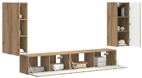 vidaXL TV-Schrankset 4 pcs Artisan-Eiche Holzwerkstoff, Moderne Deko, Unterhaltungseinheit, Wohnzimmer Set, Praktische Möbel, Aufbewahrungseinheit, Medienständer, Funktionale Regale