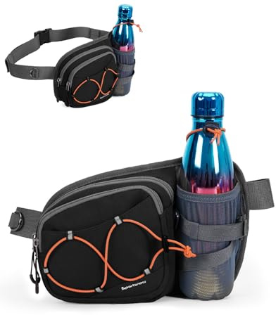 Sportsnew Bum Bag Fanny Pack for Men Women with Water Bottle Holder | 2L Lightweight Waist Bag,Water-Resistant,Durable,Multiple Pockets for Hiking,Running,Cycling,Dog Walking,Travel,Climing