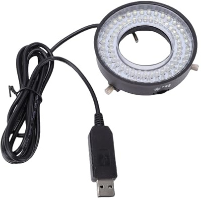 Denash Mikroskop-LED-Ringlicht, 72 LED-Lichtquelle mit Einstellbarer Helligkeit und Helligkeitsregelung, für Stereomikroskope Bis zu 5,5 Cm Linsendurchmesser