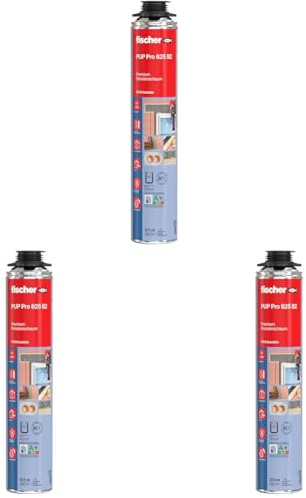 fischer Pistolenschaum Premium PUP Pro 825 B2, Montageschaum für Verfüllung, Dämmung und Isolierung, Bauschaum für Schaumpistolen, geringe Schaumexpansion, 825 ml (Packung mit 3)