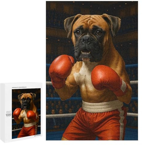 Puzzles 1000 PCS Für Teenager Boxer Dog in Boxing Ring Puzzles Für Erwachsene Hands-on-Spiel, Aber Lustig Und Humorvoll Ganze Familie 1000 PCS