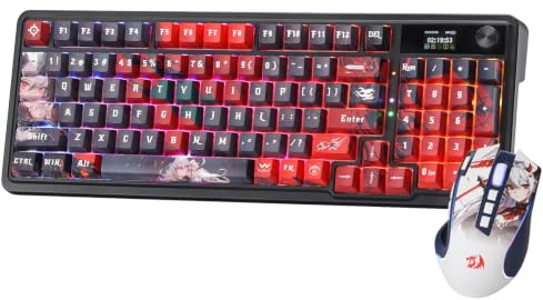Redragon CB202AK Gaming-Tastaturen & -Mäuse Combos 3 Moden Schwarz | 2.4G BT Kabel RGB Tastatur Maus Dragon Chant Switches schwarz