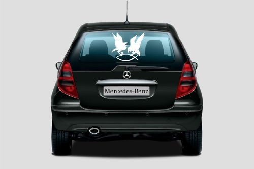 Raben greifen Fisch/Hugin und Munin Autoaufkleber Heckscheibenaufkleber