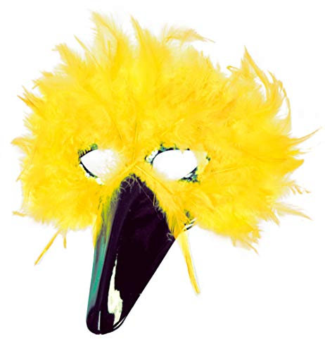 Federdomino, Vogelmaske, sortierte Farben, Maske, Karneval, Mottoparty, Accessoire (gelb)