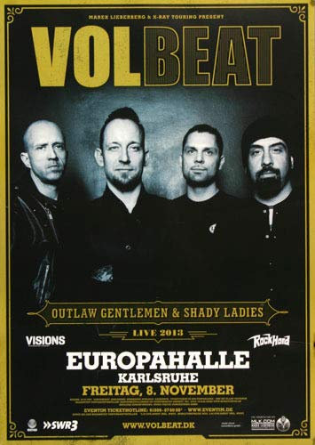 Volbeat - Beyound Hell, Karlsruhe 2013 » Konzertplakat/Premium Poster | Live Konzert Veranstaltung | DIN A1 «
