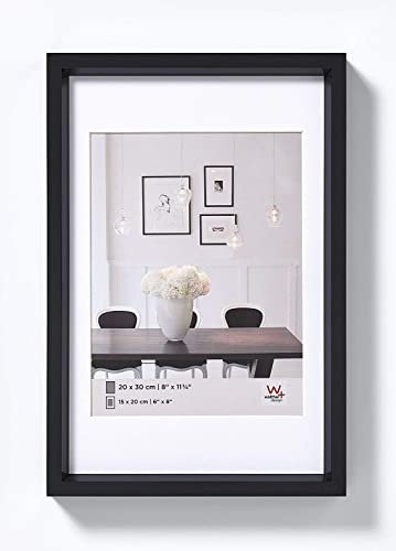 walther design Cadre Photo Noir 13 x 18 cm avec Passe-Partout, Cadre en Plastique Style Acier ES318B