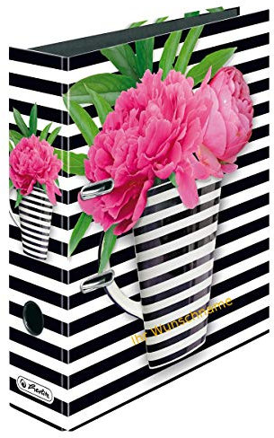 Herlitz Motivordner mit goldgefärbter Gravur / DIN A4 / 80mm breit / Black Stripes