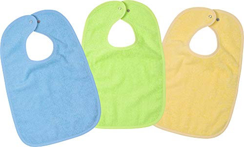 Wörner Bio Lätzchen 3er-Pack Walk-Frottier blau-grün-gelb