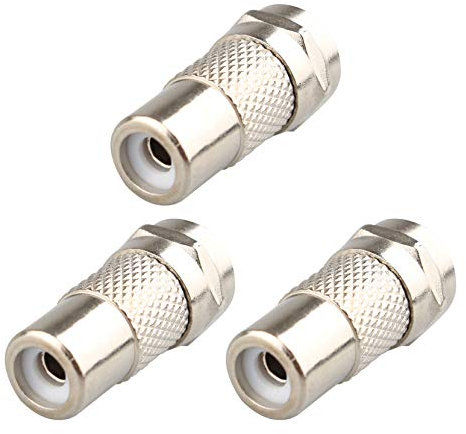 Jopto 3PCS TV Aerial Coaxial Cable F-Connector Male Satellite Sky TV Aerial Coax Plug to RCA Female Jack RF Coax Aerial Male Adapter F Type Screw Male to RCA/PHONO Socket Adapter Converter
