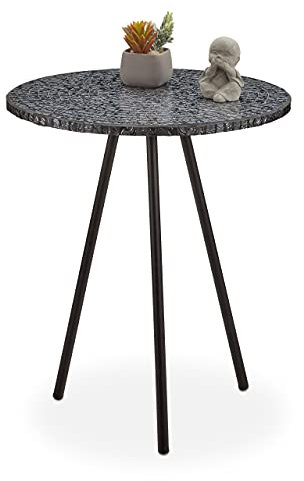 Relaxdays Beistelltisch Mosaik, runder Ziertisch, handgefertigtes Unikat, 3 Beine, Mosaiktisch, HxD: 50 x 41 cm, schwarz