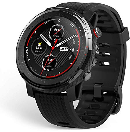 Amazfit STRATOS3 Smartwatch Unisex-Adult, Lecteur de musique, Black, Normal