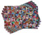 ABAKUHAUS Decke Platzmatten, Kultur Floral Bali Tile, Waschbare Stoff Esszimmer Küche Tischdekorations Digitaldruck, Rot Blau Braun