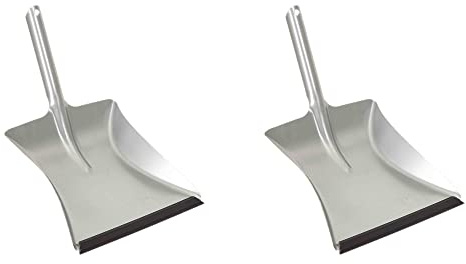 Novaliv 2X Kehrblech Silber Verzinkt mit Gummilippe für feinen Staub - Kehrschaufel Metall Kehrblech zum Aufkehren Kohleschaufel Handkehrset Kehrblechset Kehrschaufel - Camping Feger und Kehrblech