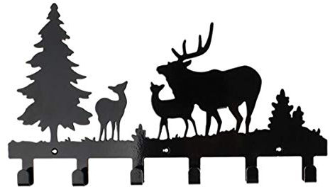 SMGZC Wandgarderoben Hirsch Baum Cartoons Tier Metall Hakenleiste Kleiderhaken Schwarz