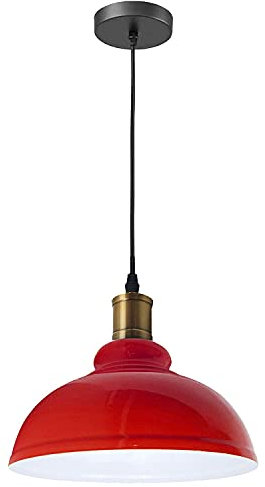 LEDSone Retro Metall E27 Fassung Hängelampe Lampenschirm Metallfassung Vintage Industriestil Deckenleuchte Lampenschirm Wohnzimmer Hängelampe (Rot)
