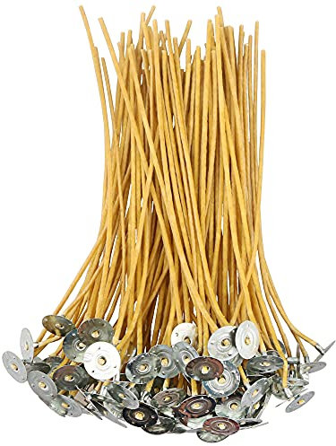 EUPNHY 100 mechas de cáñamo de 20,32 cm de grosor en 3 mm de diámetro, preenceradas por cera de abeja 100% natural y pestañas, mechas de cera de abeja para hacer velas.