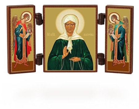 NKlaus - Heilige Matrona Von Moskau - christliche Ikone - reise Altar kleine Holz Triptychon 36159
