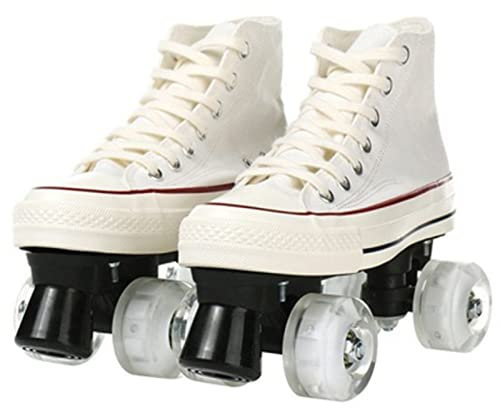 LETIAN Rollschuhe Für Damen,Quad Rollschuhe Für Herren Und Damen Im Freien, Canvas High Top Sneaker Zweireihige Rollschuhe, Ideal Für Anfänger A,40