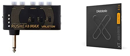 Valeton Rushead Max - Amplificatore Portatile Con Effetti Per Chitarra E Basso Ricaricabile Con Usb & D'Addario Xte1046, Xt Corde In Acciaio Placcate Al Nickel Per Chitarra Elettrica