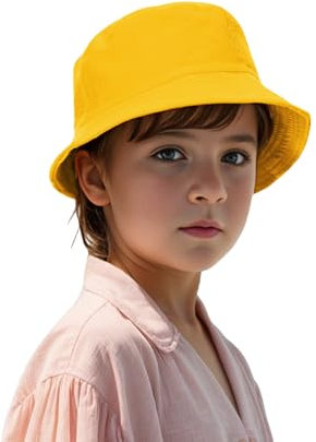 TopTie Sombrero de Pescador Algodón para niños Sombrero de Verano para Exteriores protección Solar UV para niños Amarillo
