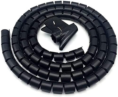 Cable Management Sleeve Kit Pc Tv Wire Tidy Wrap Organizer System Powers Cords Protector Tubes Hiders Safety Holder Fastening Ties For Computer Under Desk Home Office 1PC (2 Meter, black)