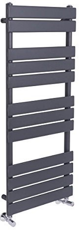 Warmehaus Flat Panel Heated Towel Rail Grey Anthracite Bathroom Ladder Radiator Warmer 1200 x 500mm