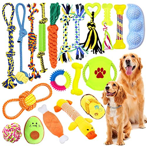 JOTOL Hundespielzeug Set,20Pcs Interaktives Spielzeug Set,100% Natürliche Baumwolle,Hundeseile für Hunde Zahnpflege,Interaktives Pet Rope Spielzeug für Kleine Mittlere GroßE Hunde