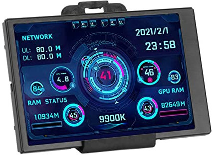 Dpofirs Mini Schermo USB IPS da 3,5 Pollici per Windows, Schermo Mini PC, CPU, GPU, Temperatura di Utilizzo, velocità Internet, Visualizzazione Previsioni Meteo
