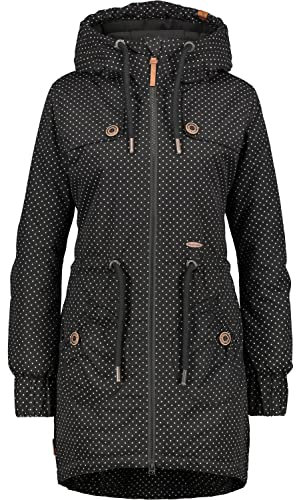 ALIFE and Kickin CharlotteAK A Coat – Damen Wintermantel – Lange Winterjacke für Kalte Tage – Mantel für Herbst & Winter – Perfekt für Freizeit & Alltag Black dots XS
