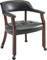 PADMA HOUSE Vintager Retro Sessel Polstersessel Atmungsaktiver-Leder Esszimmerstuhl, Computerstuhl Abnehmbare Räder, Schminkstuhl Buchsessel mit Nietenelement (Schwarz)