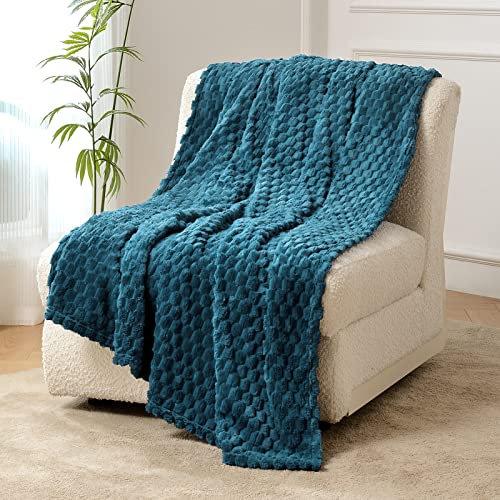 FY FIBER HOUSE Fleece Kuscheldecken, extra weiche Flauschige Decken, leichte, gemütliche Mikrofaser Sofadecke/Wolldecke für Büro, Sessel und Camping, 230x230cm, Sturmblau