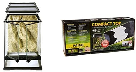 Exo Terra Terrarium aus Glas, mit einzigartiger Front Belüftung, 30 x 30 x 45cm & Compact Top, Terrarienabdeckung, Mini, für 1 Lampe, mit Reflektor, 30 x 9 x 12,5cm, Fassung E27