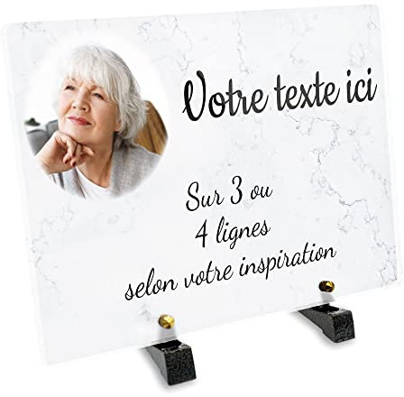 Placa funeraria rectangular con foto personalizable en plexi, diseño de mármol, diferentes tamaños, grosor de 6 mm, personalizado en varias líneas 30 x 20 cm